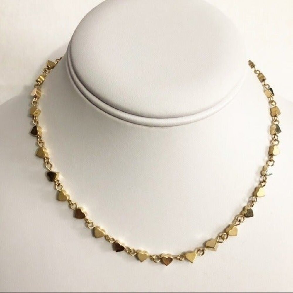 Icing Heart Statement Necklace Gold Tone